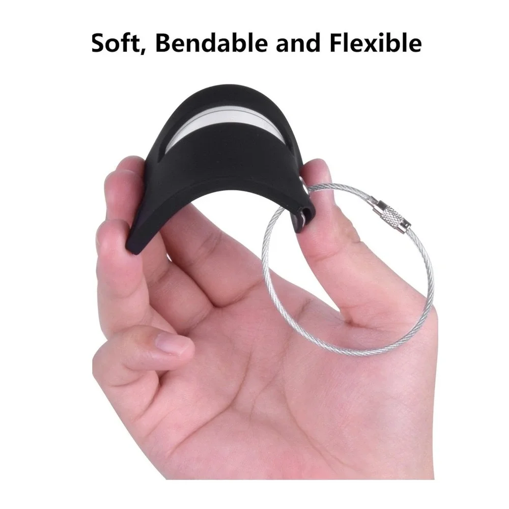 Shacke Luggage Tag 2pc Set Black White Airplane Silicone with Steel Cable Loops